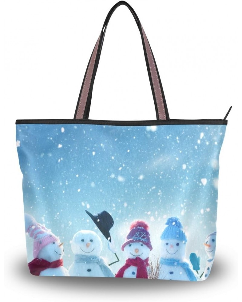 My Daily Women Tote Shoulder Bag Cute Snowmen Winter Handbag $14.57 Shoulder Bags