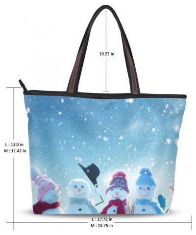 My Daily Women Tote Shoulder Bag Cute Snowmen Winter Handbag $14.57 Shoulder Bags