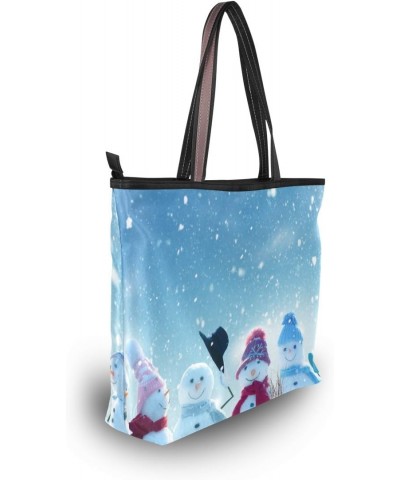 My Daily Women Tote Shoulder Bag Cute Snowmen Winter Handbag $14.57 Shoulder Bags