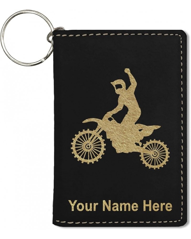 ID Holder Wallet, Motocross, Personalized Engraving Included (Light Brown) Black with Gold $13.16 Wallets