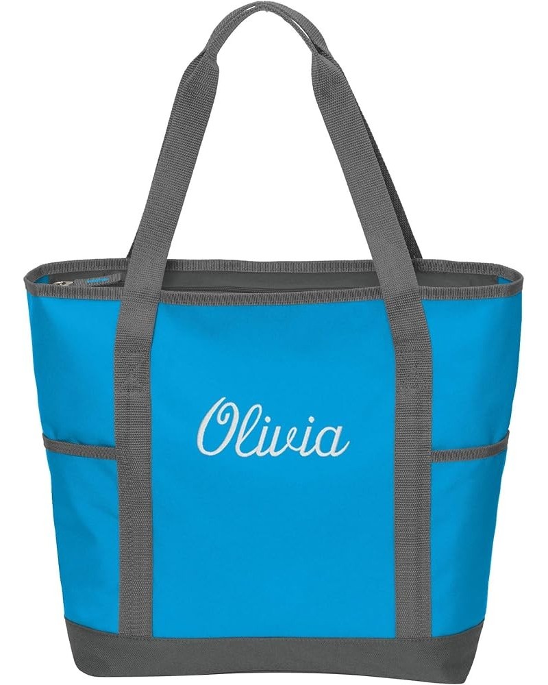 Personalized Zippered Tote| On-The-Go Monogrammed Tote Bag | Customize with a Name or Monogram Deep Aqua Name $18.28 Totes