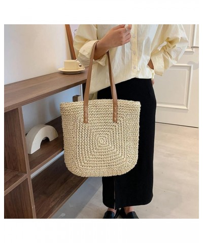 Summer Woven Women's Bag Large Capacity Straw Women Shopper Beach Handmade Design Handbag Women's Shoulder Bag Brown $29.17 S...