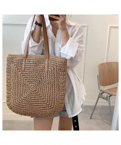 Summer Woven Women's Bag Large Capacity Straw Women Shopper Beach Handmade Design Handbag Women's Shoulder Bag Brown $29.17 S...