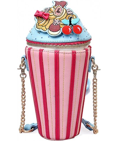 Cute Crossbody for Women Embroidery PU Leather Fashion Personality Ice Cream Shoulder Bag Clutch with Chain Strap Pink $26.39...