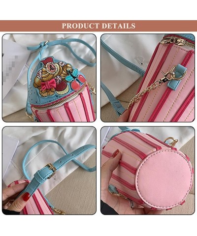 Cute Crossbody for Women Embroidery PU Leather Fashion Personality Ice Cream Shoulder Bag Clutch with Chain Strap Pink $26.39...