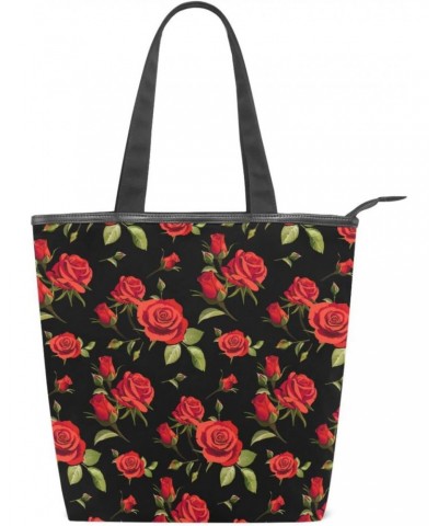 Red Rose(e1) Tote Handbag for Women Tote Bag, Canvas + leather Shoulder Bag, Hobo bag, Satchel Purse(8ue0a) $13.99 Totes