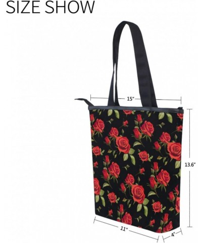 Red Rose(e1) Tote Handbag for Women Tote Bag, Canvas + leather Shoulder Bag, Hobo bag, Satchel Purse(8ue0a) $13.99 Totes