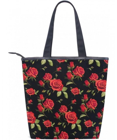 Red Rose(e1) Tote Handbag for Women Tote Bag, Canvas + leather Shoulder Bag, Hobo bag, Satchel Purse(8ue0a) $13.99 Totes