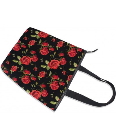 Red Rose(e1) Tote Handbag for Women Tote Bag, Canvas + leather Shoulder Bag, Hobo bag, Satchel Purse(8ue0a) $13.99 Totes