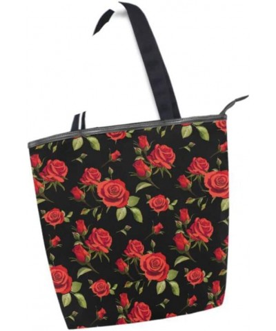 Red Rose(e1) Tote Handbag for Women Tote Bag, Canvas + leather Shoulder Bag, Hobo bag, Satchel Purse(8ue0a) $13.99 Totes