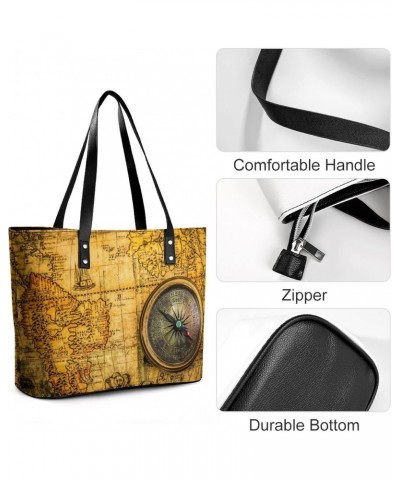 Womens Handbag Compass Leather Tote Bag Top Handle Satchel Bags For Lady $18.19 Totes