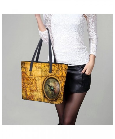 Womens Handbag Compass Leather Tote Bag Top Handle Satchel Bags For Lady $18.19 Totes