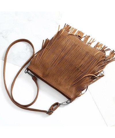 Fringe Purse Crossbody Bag for Women, Vintage Stud Large Fringe Crossbody Purse, Boho Shoulder Purse with Fringe Brown-double...