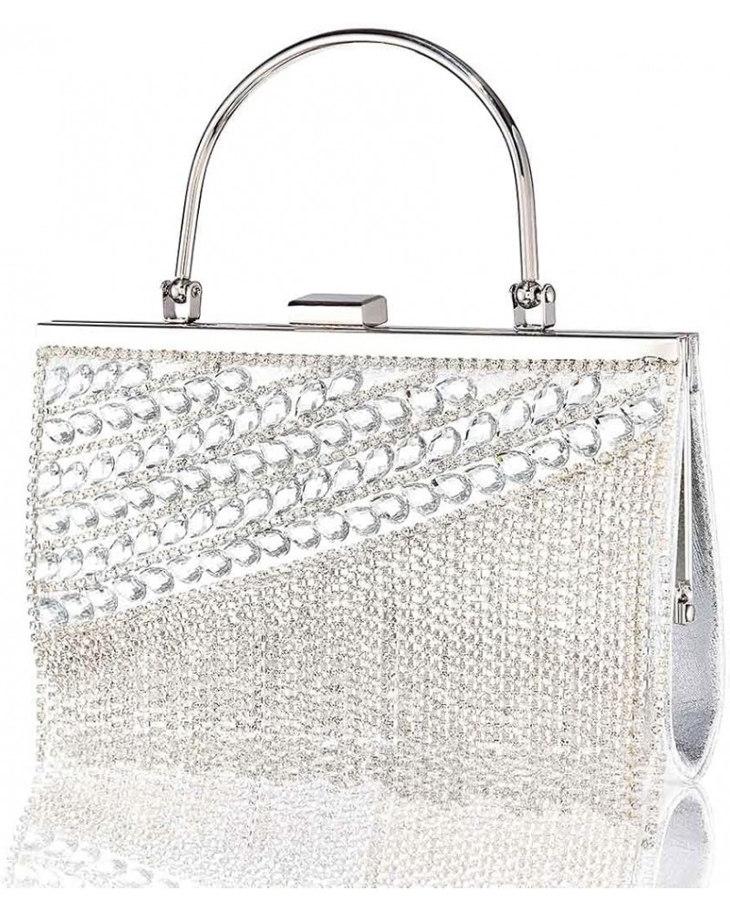 Bling Crystals Clutch Purses for Women Rhinestone Tassel Evening Bag Wedding Party Prom Cocktail Handbags Silver $18.00 Eveni...