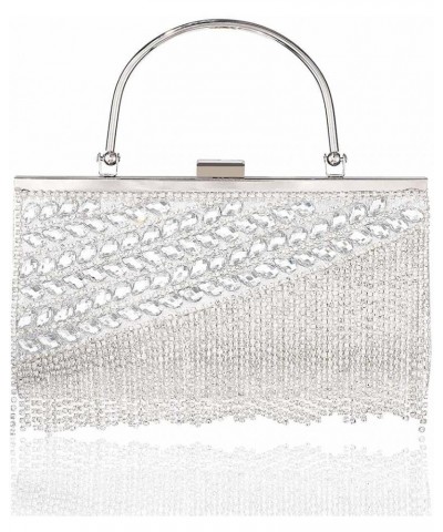 Bling Crystals Clutch Purses for Women Rhinestone Tassel Evening Bag Wedding Party Prom Cocktail Handbags Silver $18.00 Eveni...