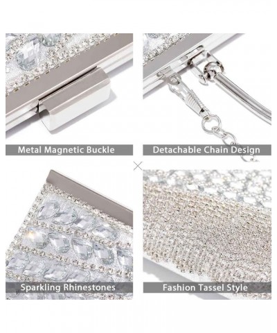 Bling Crystals Clutch Purses for Women Rhinestone Tassel Evening Bag Wedding Party Prom Cocktail Handbags Silver $18.00 Eveni...