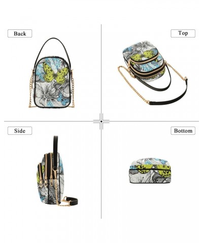 Blooming Roses Butterflies Crossbody Bags for Women Chain Crossbody Flight Bag Shoulder Bag with Chain Strap for Daily Use $1...