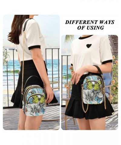 Blooming Roses Butterflies Crossbody Bags for Women Chain Crossbody Flight Bag Shoulder Bag with Chain Strap for Daily Use $1...