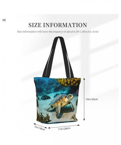 Sea Turtle Tote Bag with Zipper for Women Inside Mesh Pocket Heavy Duty Casual Anti-water Cloth Shoulder Handbag Outdoors $18...