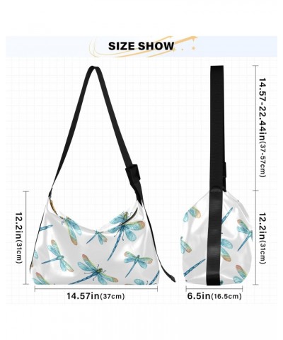 Dragonfly Hobo Shoulder Bag for Women Men PU Leather Crossbody Bag Slouchy Tote Handbags for Working Traveling Shopping $17.4...