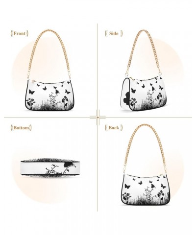 Clutch Shoulder Bags Tote Evening Purse Handbags for Women Hobo Bags Butterflies Flowers Grass with Zipper Closure $18.55 Totes