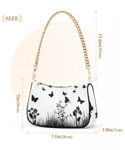 Clutch Shoulder Bags Tote Evening Purse Handbags for Women Hobo Bags Butterflies Flowers Grass with Zipper Closure $18.55 Totes