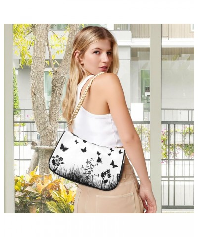 Clutch Shoulder Bags Tote Evening Purse Handbags for Women Hobo Bags Butterflies Flowers Grass with Zipper Closure $18.55 Totes