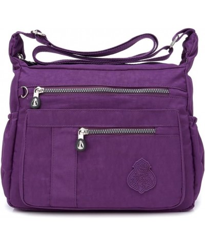 Nylon Crossbody Bag for Women Waterproof Shoulder Bag Travel Purses and Handbag Mulit-Pockets Purple $10.29 Crossbody Bags