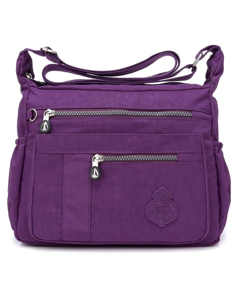 Nylon Crossbody Bag for Women Waterproof Shoulder Bag Travel Purses and Handbag Mulit-Pockets Purple $10.29 Crossbody Bags