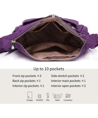 Nylon Crossbody Bag for Women Waterproof Shoulder Bag Travel Purses and Handbag Mulit-Pockets Purple $10.29 Crossbody Bags