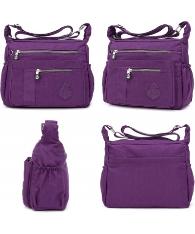 Nylon Crossbody Bag for Women Waterproof Shoulder Bag Travel Purses and Handbag Mulit-Pockets Purple $10.29 Crossbody Bags