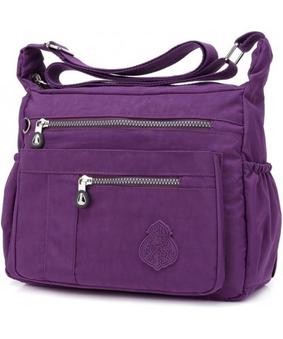 Nylon Crossbody Bag for Women Waterproof Shoulder Bag Travel Purses and Handbag Mulit-Pockets Purple $10.29 Crossbody Bags