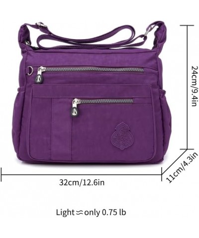 Nylon Crossbody Bag for Women Waterproof Shoulder Bag Travel Purses and Handbag Mulit-Pockets Purple $10.29 Crossbody Bags