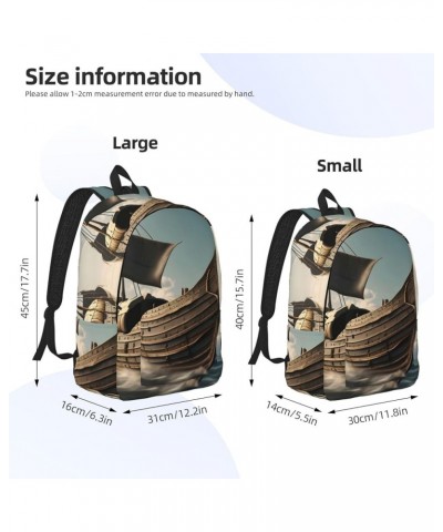 Old Viking Boat Print Casual Double Shoulder Daypack,Anti-Theft Travel Canvas Backpack For Men And Women Black Medium $22.89 ...