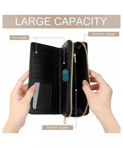 Northern Lights Aurora Borealis Long Bifold Wallet for Women Card Holder Purse Zippered Handbag Coin Organizer $23.03 Wallets