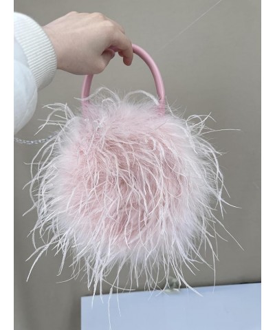 Ostrich Feather Purse for Women Evening Clutch Mini Purse for Wedding Party Prom Banquet Light Pink $26.50 Handbags