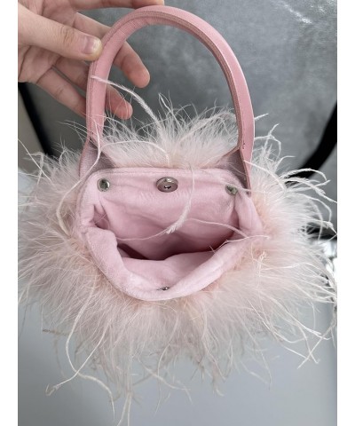 Ostrich Feather Purse for Women Evening Clutch Mini Purse for Wedding Party Prom Banquet Light Pink $26.50 Handbags