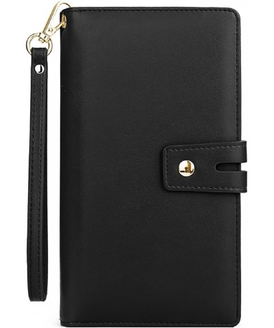 Wallet Women Vegan Leather RFID Blocking Large Ladies Wristlet Purse Card Holder Organizer Clutch 300 Black $16.19 Wallets