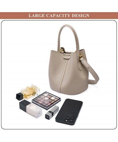 Top Handle Bucket Bag for Women, Genuine Leather Commuter Satchel Handbag Ladies Daily Outdoor Crossbody Shoulder Bag Grey $3...