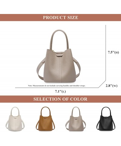 Top Handle Bucket Bag for Women, Genuine Leather Commuter Satchel Handbag Ladies Daily Outdoor Crossbody Shoulder Bag Grey $3...