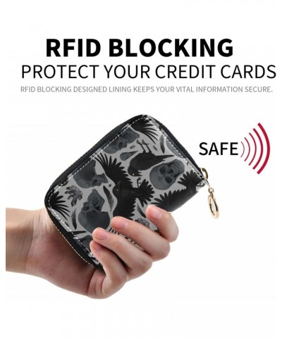 Crows Skulls RFID Credit Card Holder Leather With Zipper Card Case Wallet for Women Girls $10.44 Wallets