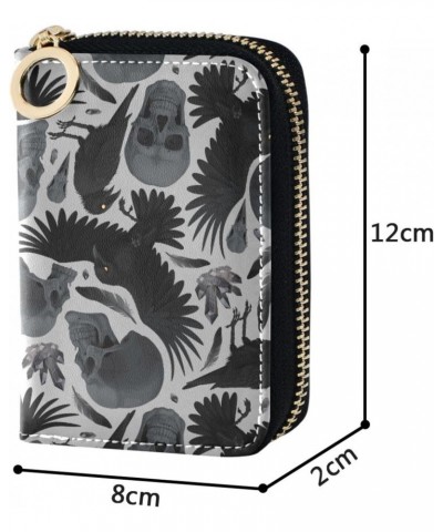 Crows Skulls RFID Credit Card Holder Leather With Zipper Card Case Wallet for Women Girls $10.44 Wallets