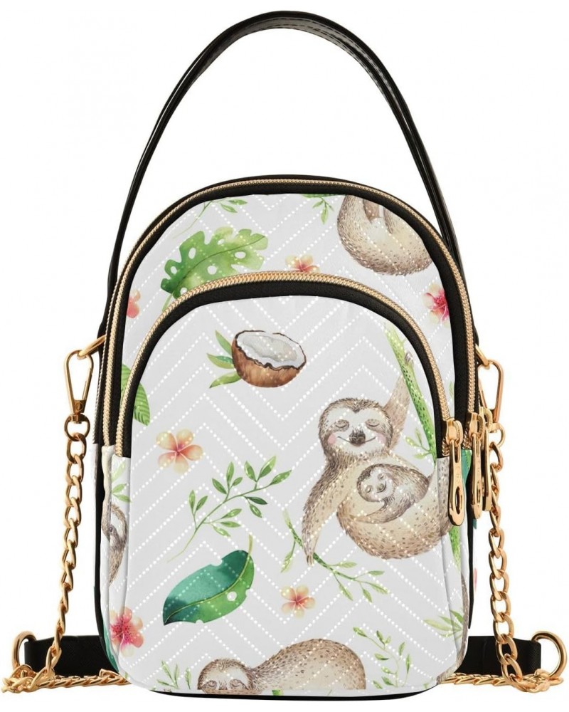 Baby Sloth Crossbody Bag for Women Cell Phone Purse Wallet with Removable Chain Shoulder Handbag for Travel Phone Work Passpo...