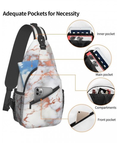 Durable Adjustable Outdoor Hiking Red watermelon Print Cross Chest Bag Diagonally Single Shoulder Backpack Rose Gold Marble2 ...