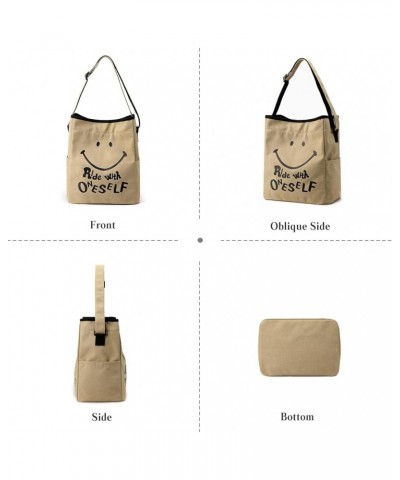 Women Tote Bag Canvas Shoulder Bag Cute Smiley Face Hobo Bag Drawstring Bucket Purse Casual Handbag Gray $31.19 Totes