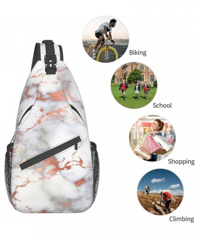 Durable Adjustable Outdoor Hiking Red watermelon Print Cross Chest Bag Diagonally Single Shoulder Backpack Rose Gold Marble2 ...