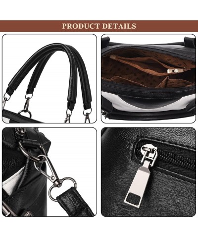 Womens Soft PU Leather Shoulder Bag Retro Large Capacity Work Travel Handbag Detachable Shoulder Strap Satchel Purses Black /...