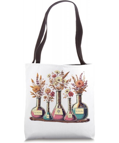 Retro Groovy Laboratory Floral Beakers Chemistry Scientist Tote Bag $10.32 Totes