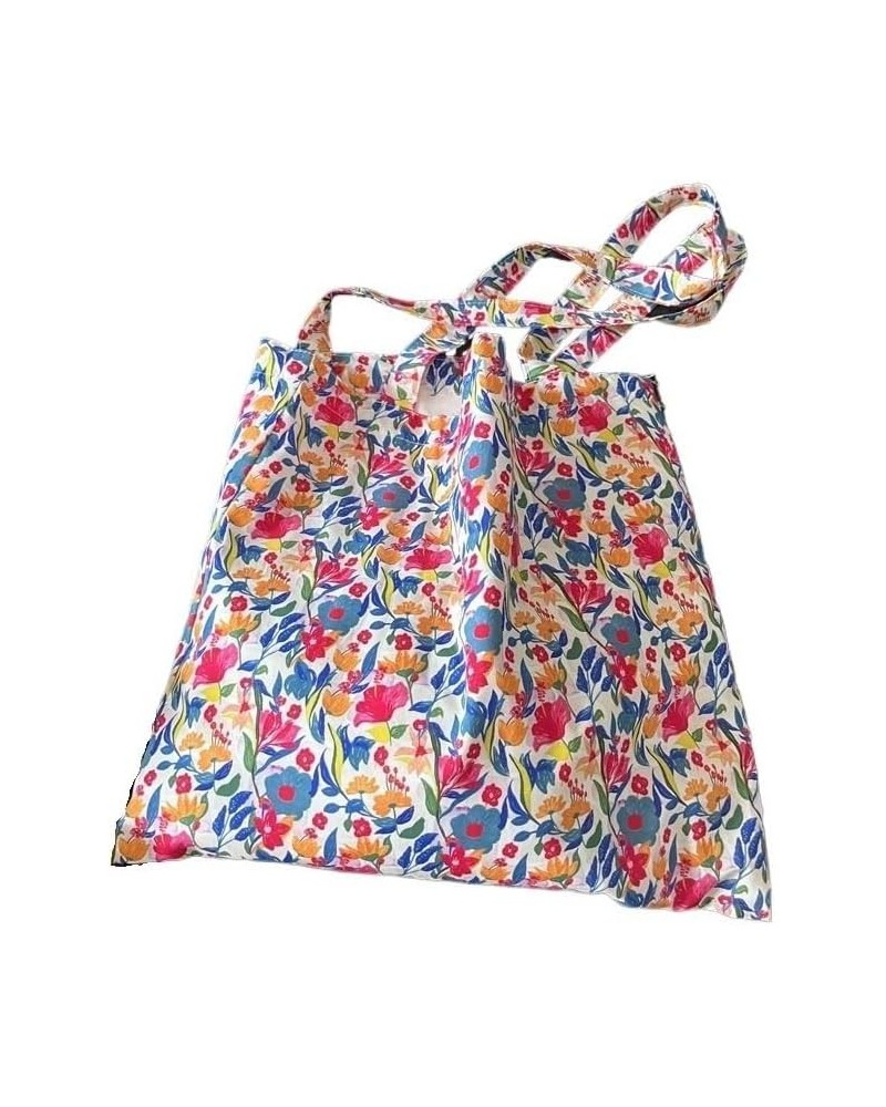 Flower Bag Thin Large Capacity Eco-friendly Cloth Bag, Women Small Fresh Canvas, Women's Shoulder Bag Florid $17.43 Totes