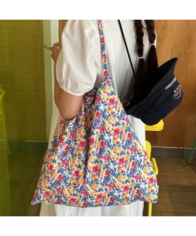 Flower Bag Thin Large Capacity Eco-friendly Cloth Bag, Women Small Fresh Canvas, Women's Shoulder Bag Florid $17.43 Totes